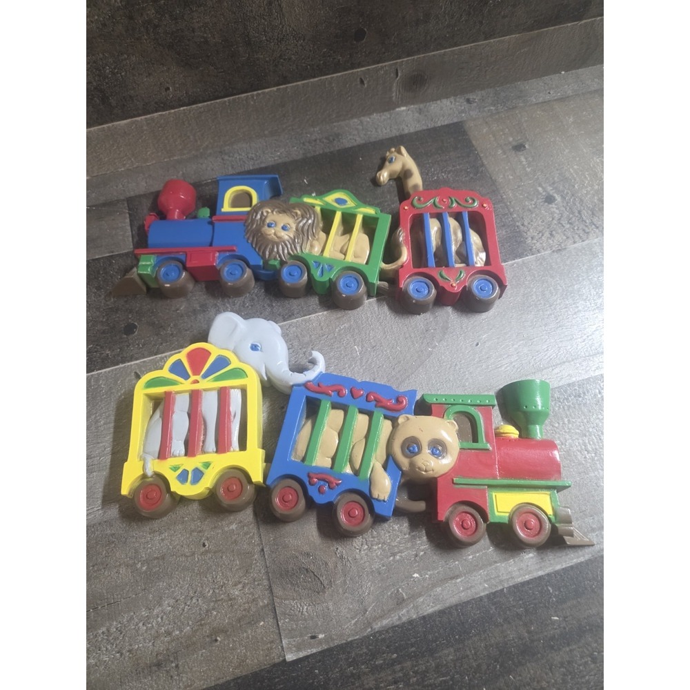 Burwood Products Circus Train Set 2 1991 Vintage Made In The USA Nursery Animals